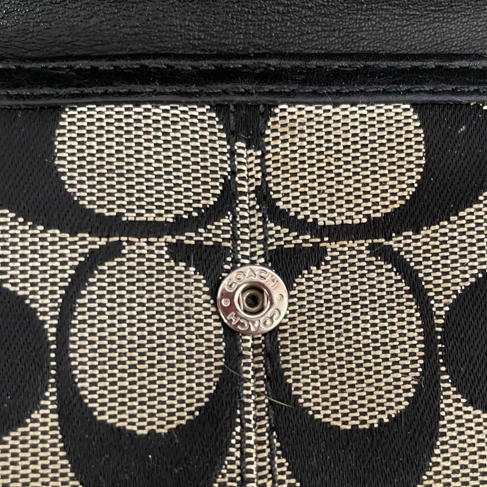 Coach Signature Canvas & Black Leather Trifold Square Wallet - Picture 5 of 5